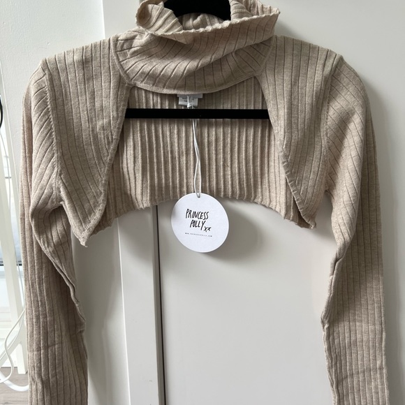 Princess Polly Two Piece Set Cruiser Sweater Ribbed Beige NWT - Picture 2 of 7
